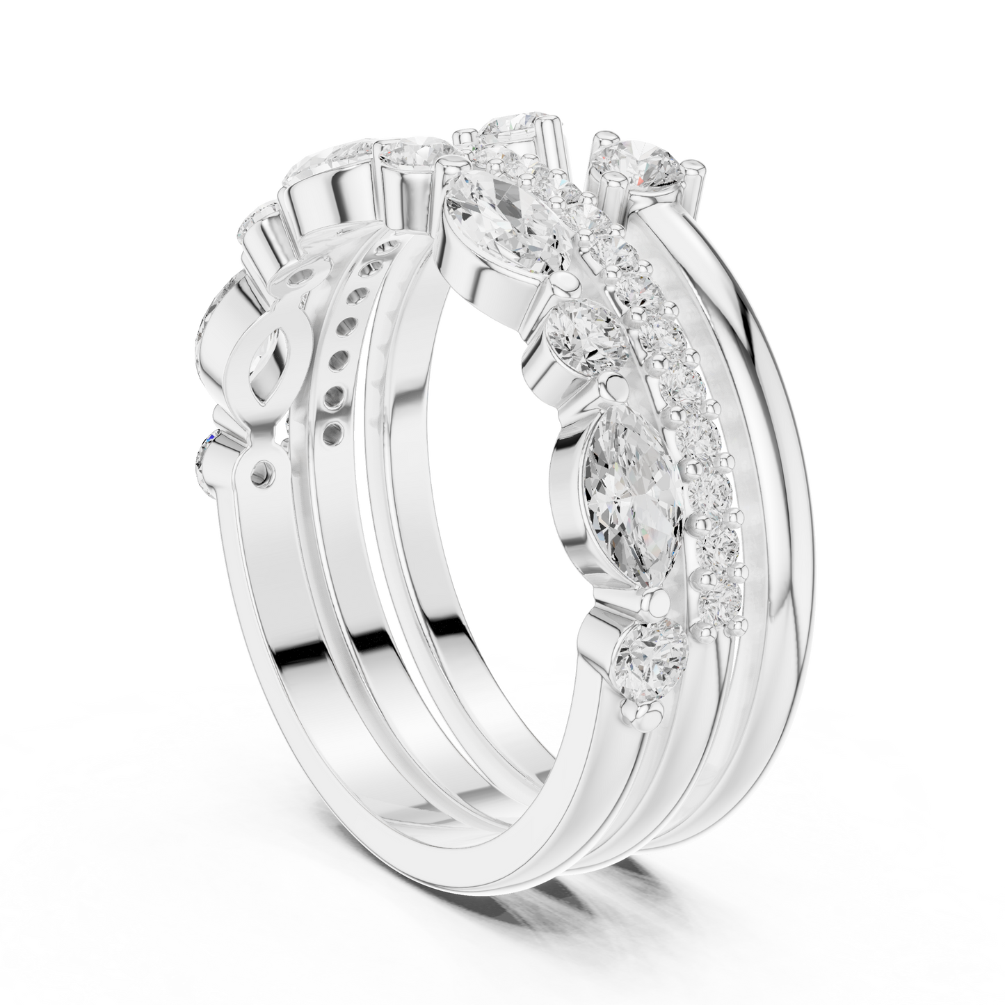 Marquise Round Cut Lab Grown Diamond Ring in Platinum