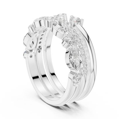 Marquise Round Cut Lab Grown Diamond Ring in Platinum