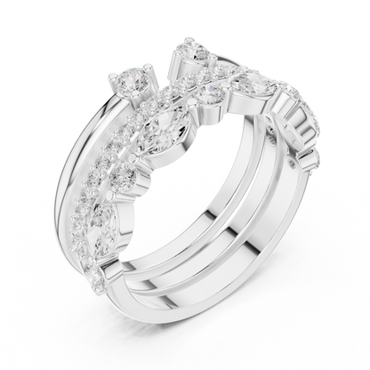 Marquise Round Cut Lab Grown Diamond Ring in Platinum