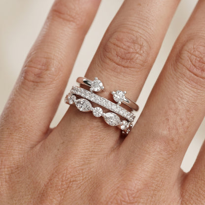 Marquise Round Cut Lab Grown Diamond Ring in White Gold