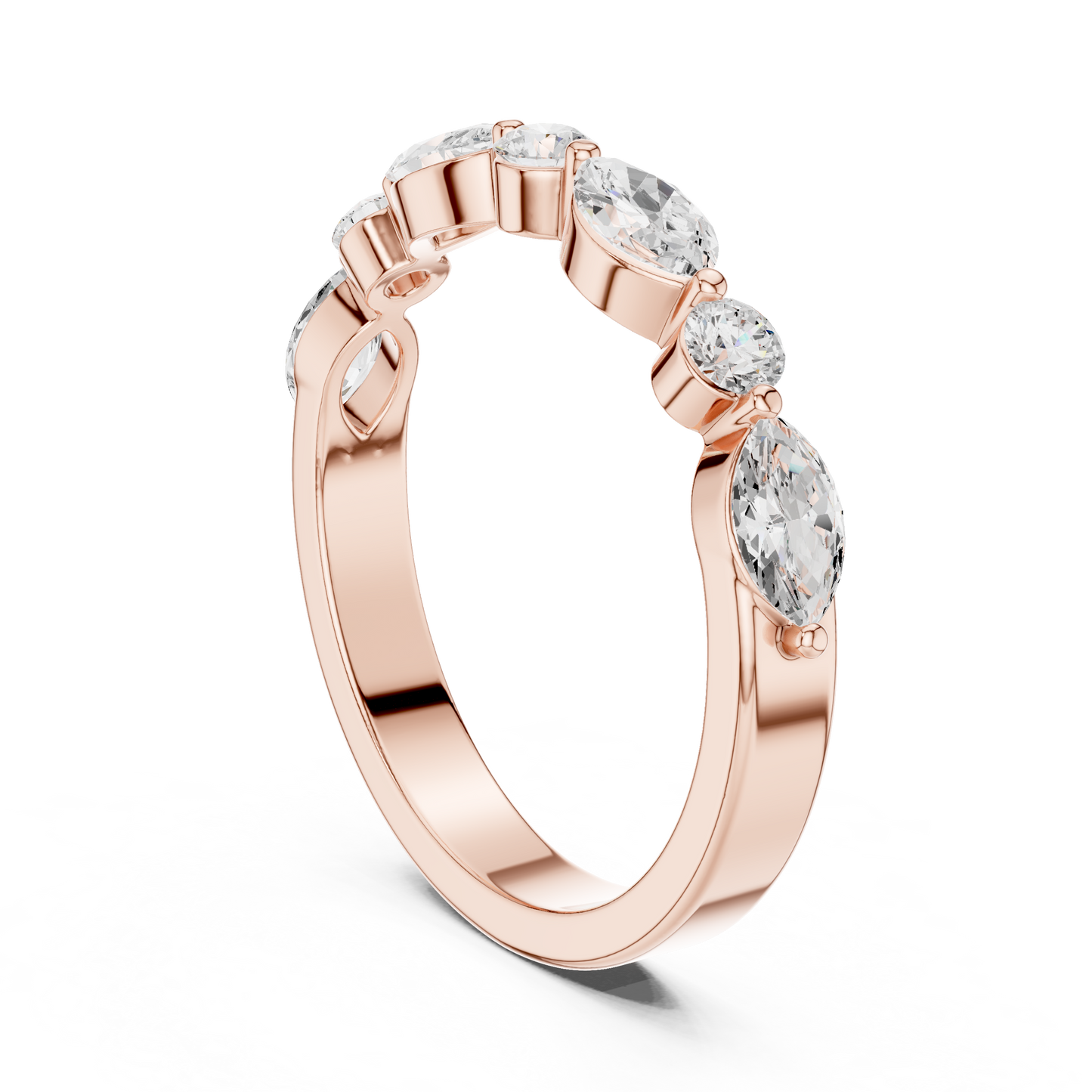 Marquise Round Cut Lab Grown Diamond Ring in Rose Gold