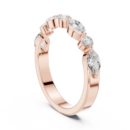 Marquise Round Cut Lab Grown Diamond Ring in Rose Gold