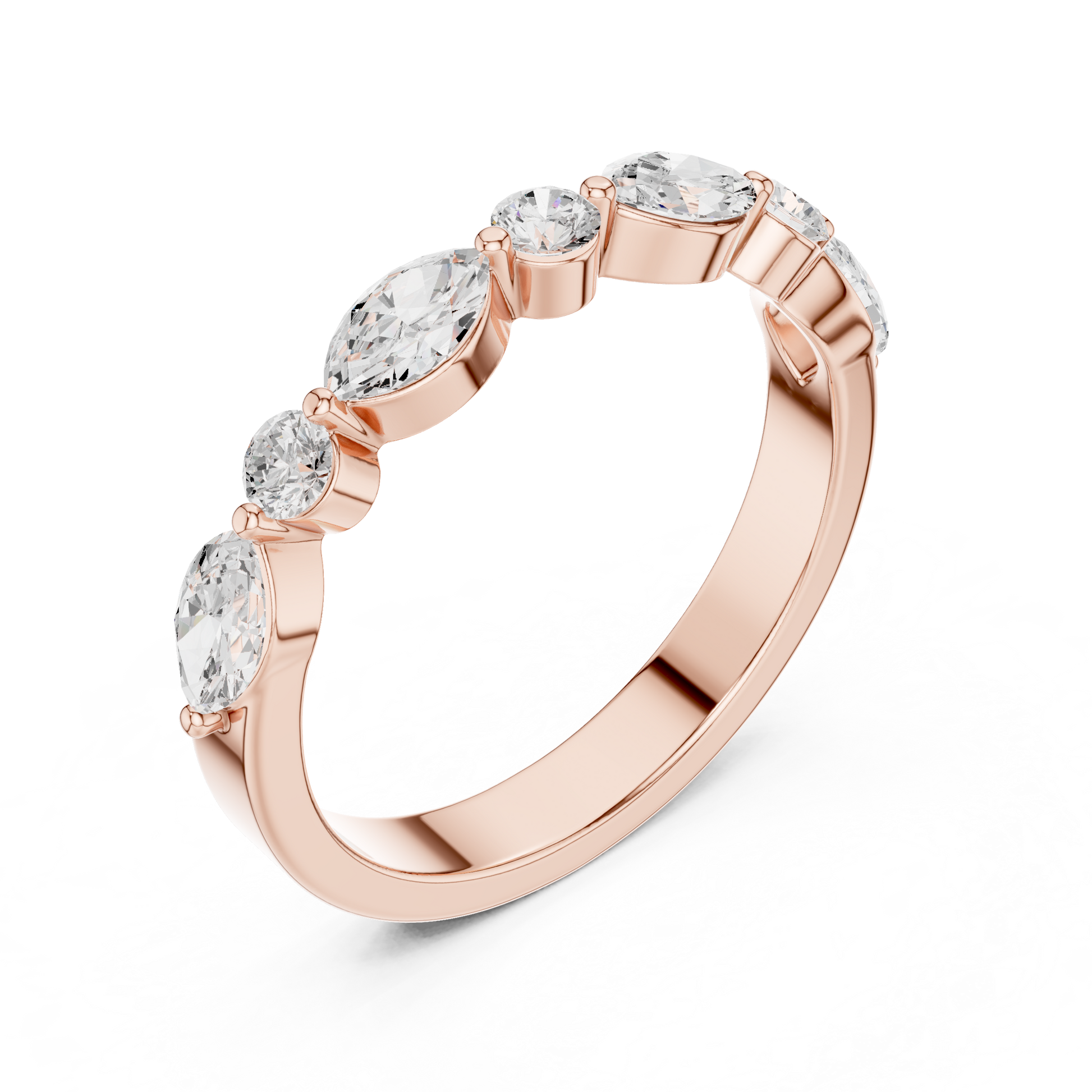 Marquise Round Cut Lab Grown Diamond Ring in Rose Gold