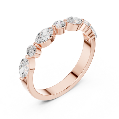 Marquise Round Cut Lab Grown Diamond Ring in Rose Gold
