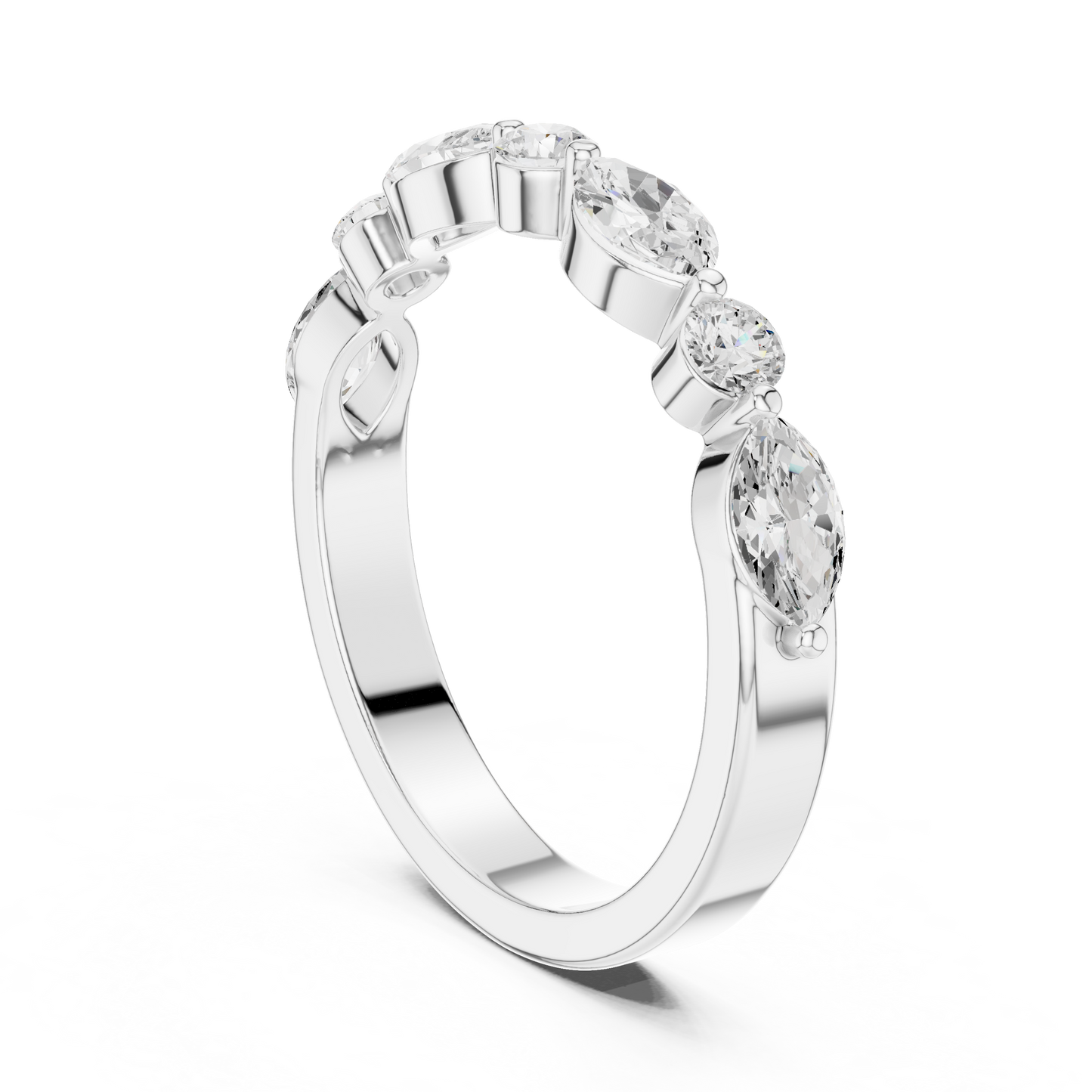 Marquise Round Cut Lab Grown Diamond Ring in White Gold