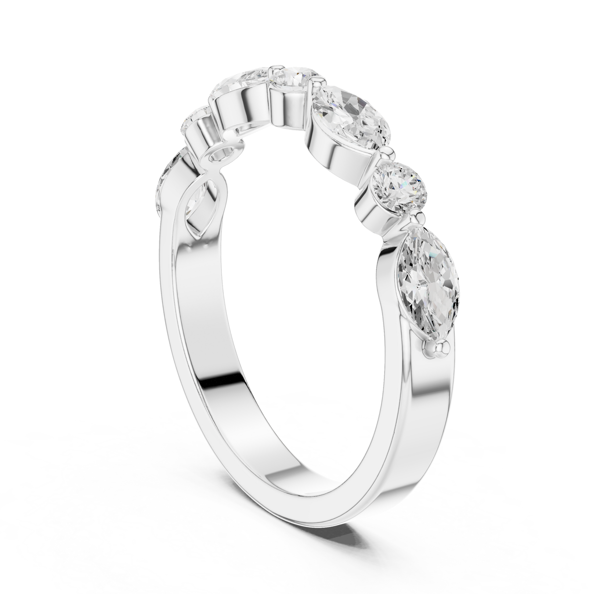 Marquise Round Cut Lab Grown Diamond Ring in White Gold