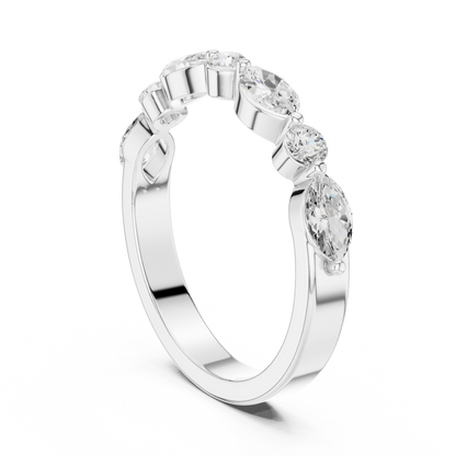 Marquise Round Cut Lab Grown Diamond Ring in Platinum