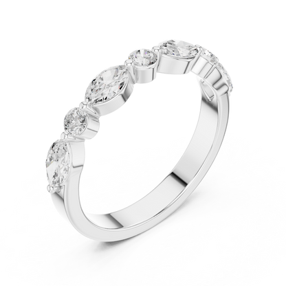 Marquise Round Cut Lab Grown Diamond Ring in Platinum