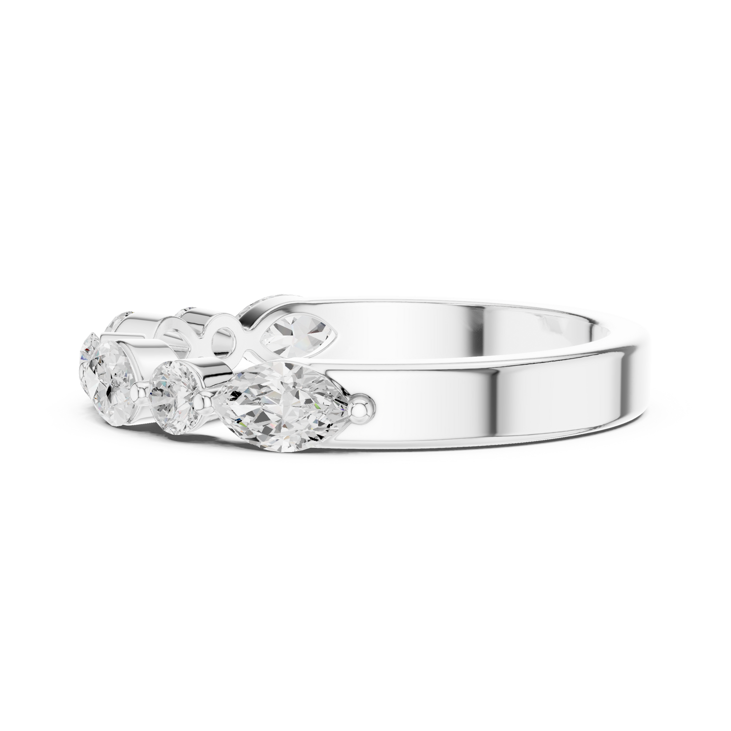 Marquise Round Cut Lab Grown Diamond Ring in Platinum