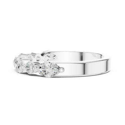 Marquise Round Cut Lab Grown Diamond Ring in Platinum