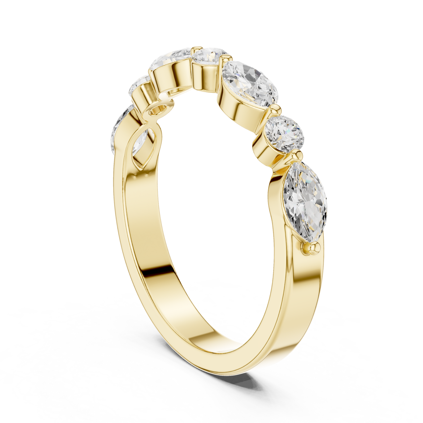 Marquise Round Cut Lab Grown Diamond Ring in Yellow Gold