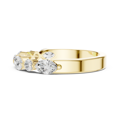 Marquise Round Cut Lab Grown Diamond Ring in Yellow Gold