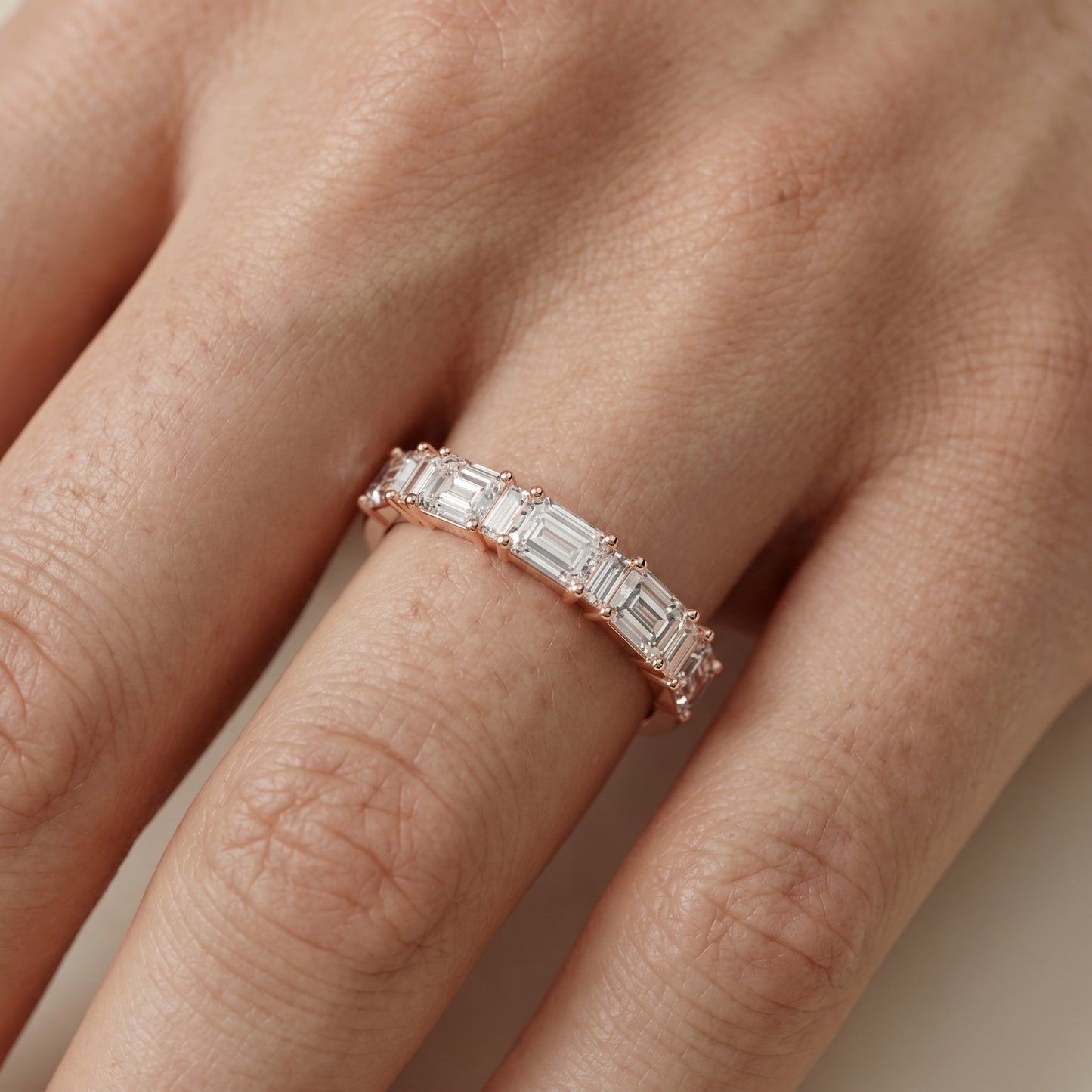 Emerald Cut Lab Grown Diamond Ring in Rose Gold