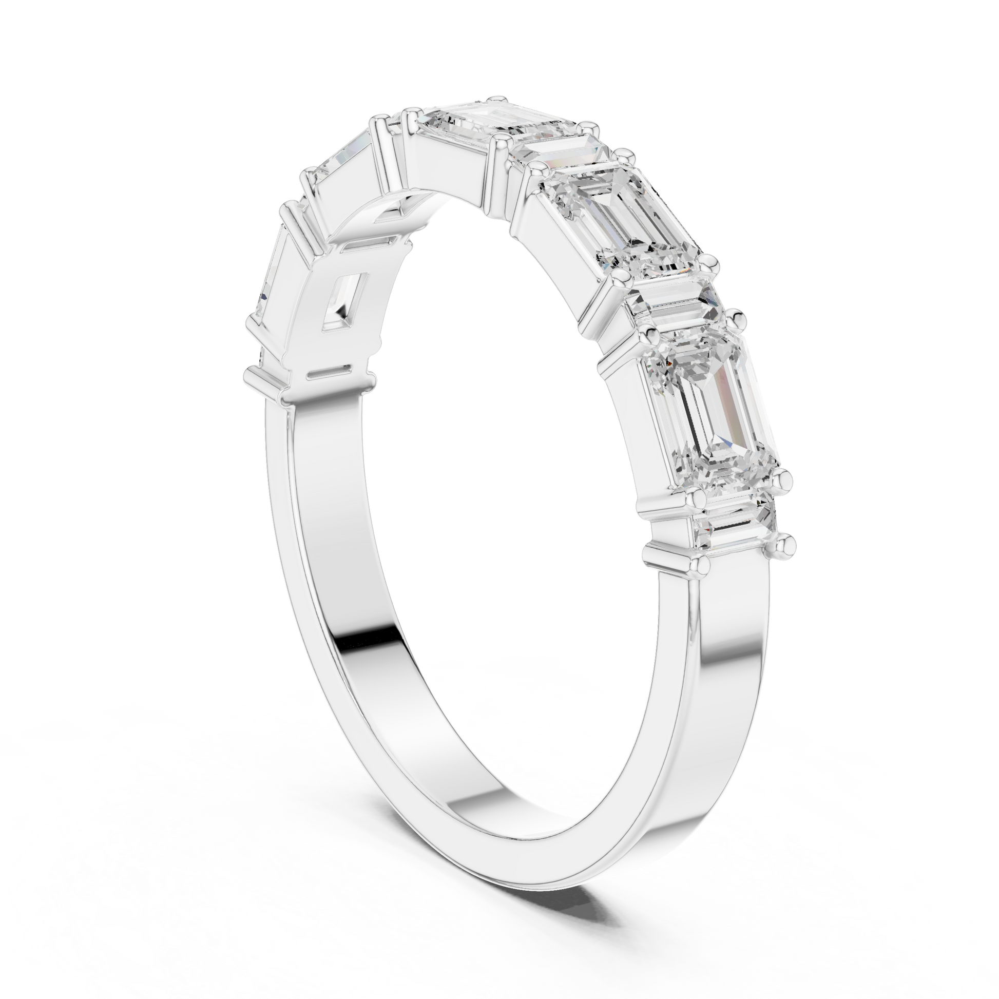Emerald Cut Lab Grown Diamond Ring in Silver