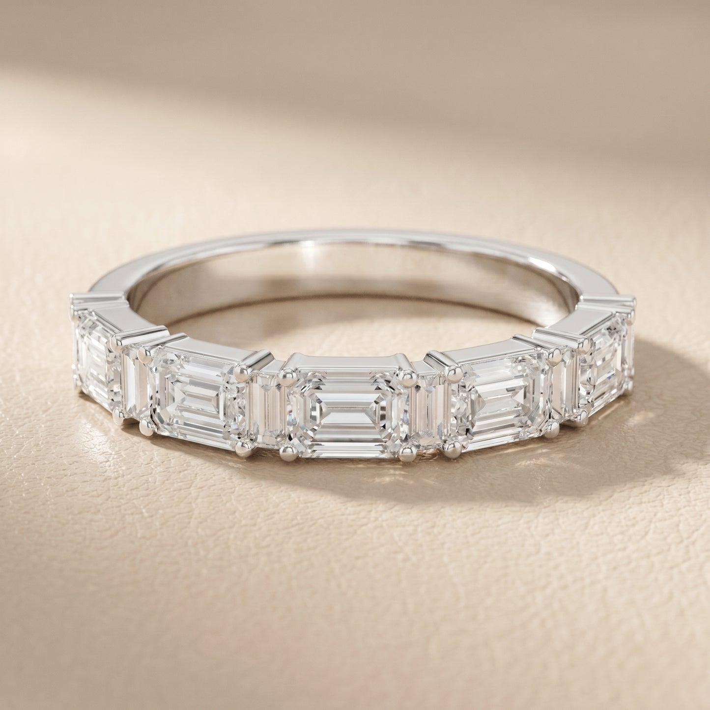 Emerald Cut Lab Grown Diamond Ring in White Gold