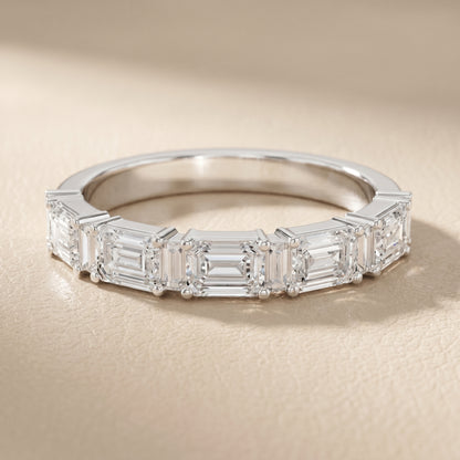 Emerald Cut Lab Grown Diamond Ring in White Gold