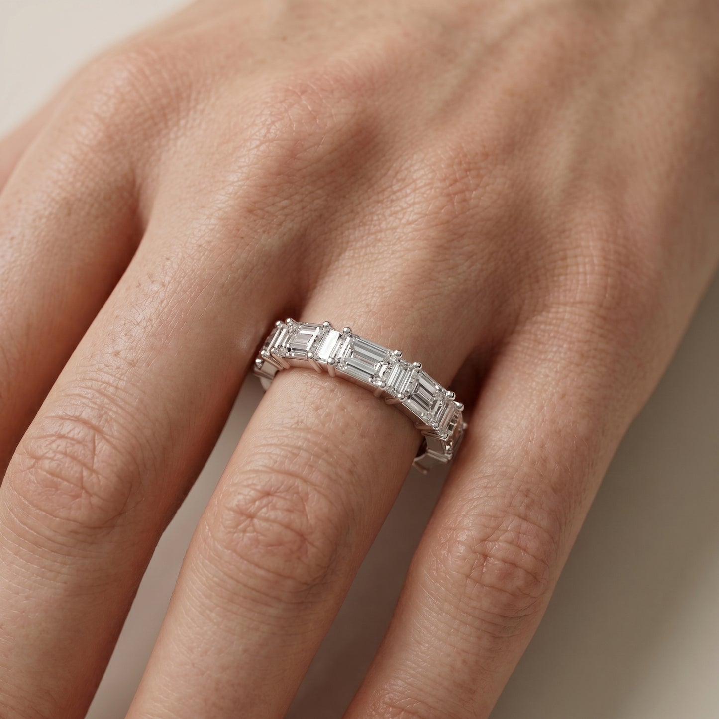 Emerald Cut Lab Grown Diamond Ring in White Gold