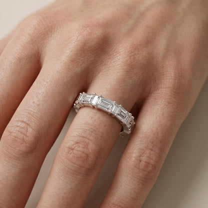 Emerald Cut Lab Grown Diamond Ring in White Gold