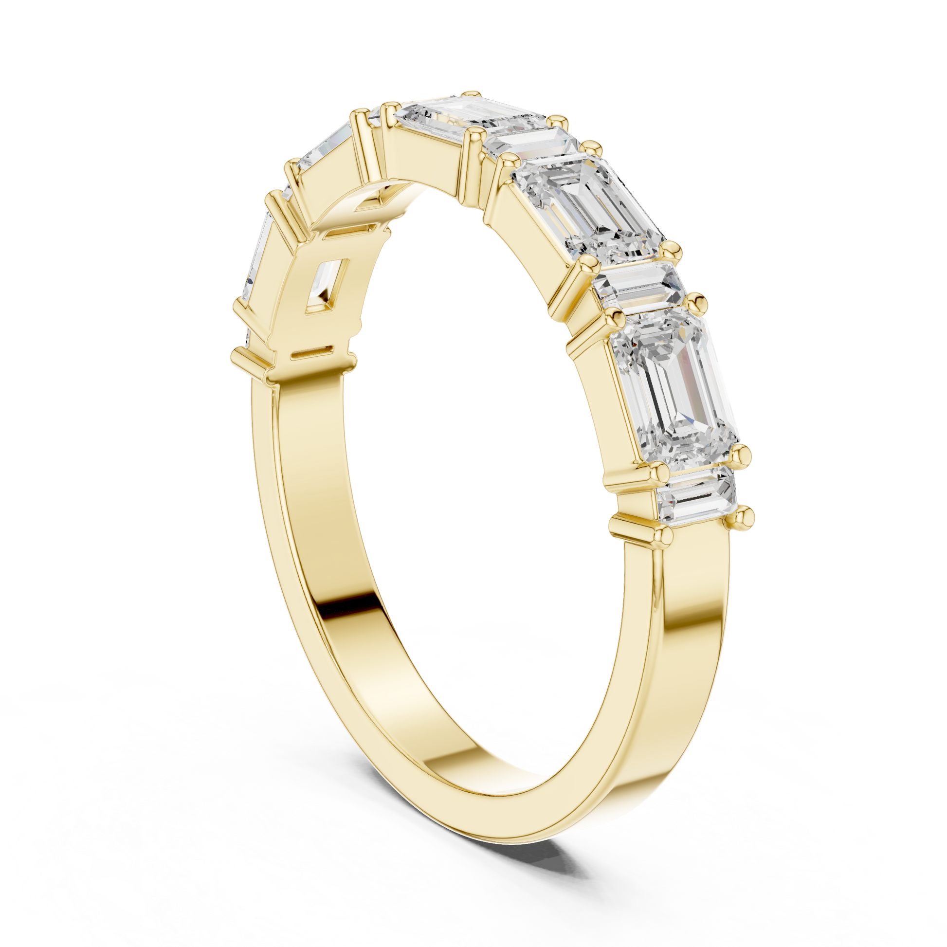 Emerald Cut Lab Grown Diamond Ring in Yellow Gold