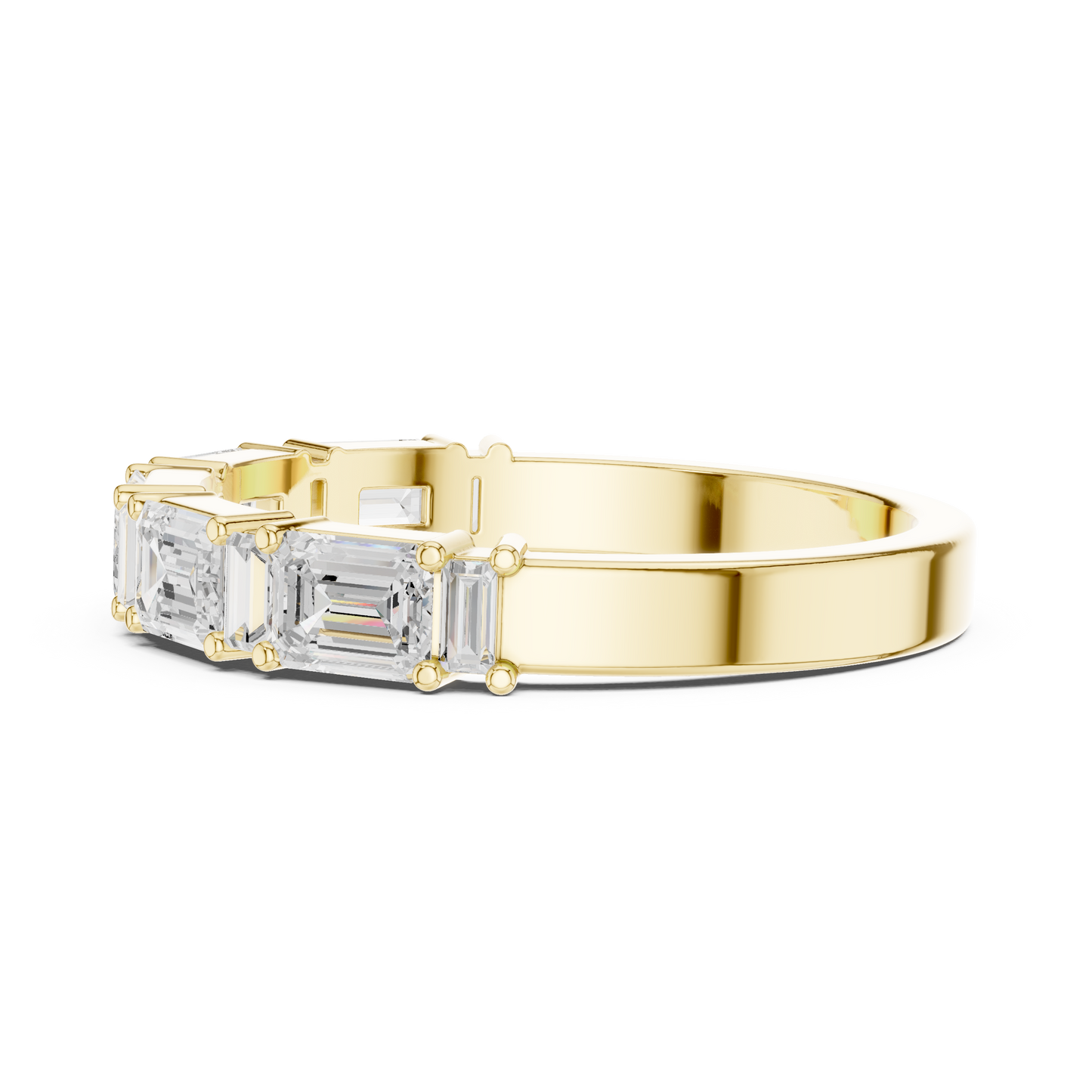 Emerald Cut Lab Grown Diamond Ring in Yellow Gold