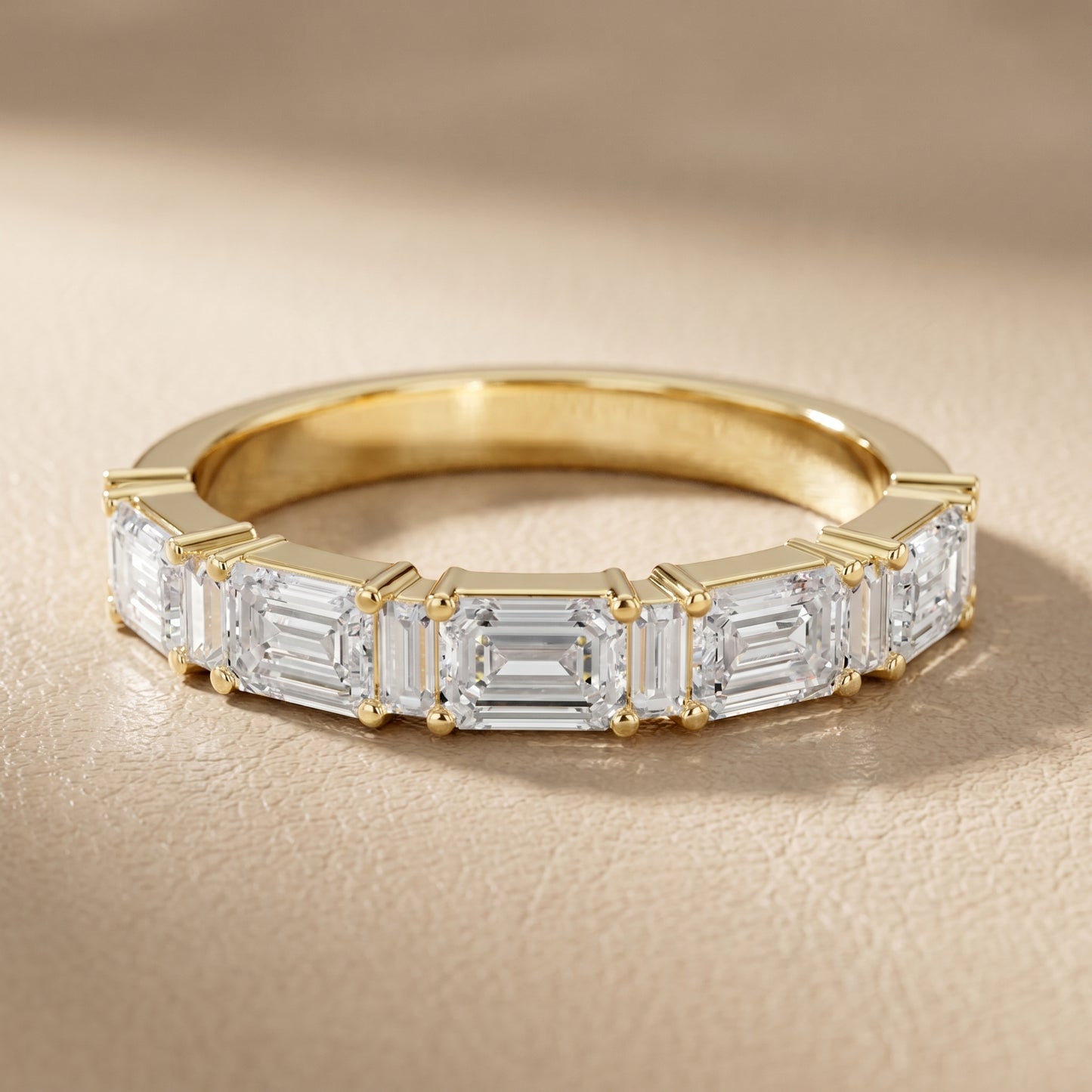 Emerald Cut Lab Grown Diamond Ring in Yellow Gold