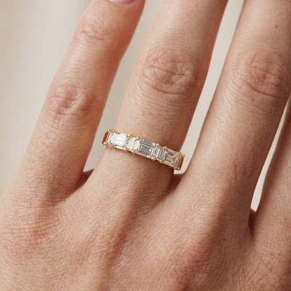Emerald Cut Lab Grown Diamond Ring in Yellow Gold
