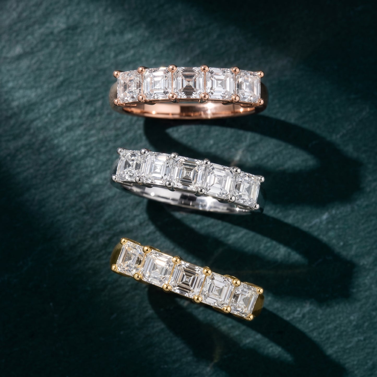 Asscher Cut Lab Grown Diamond Ring in Rose Gold