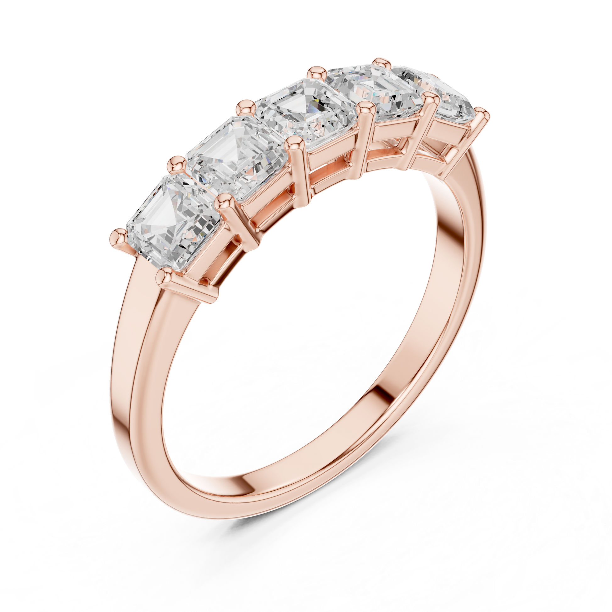 Asscher Cut Lab Grown Diamond Ring in Rose Gold