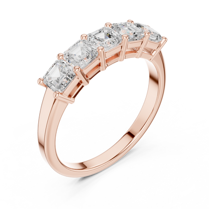 Asscher Cut Lab Grown Diamond Ring in Rose Gold