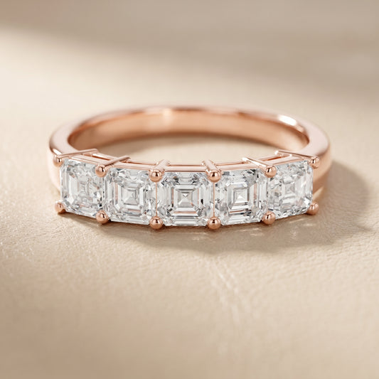 Asscher Cut Lab Grown Diamond Ring in Rose Gold