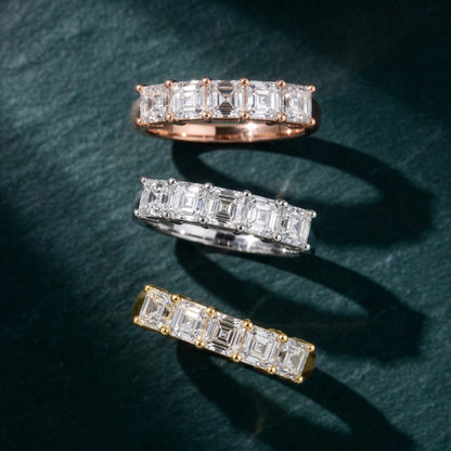 Asscher Cut Lab Grown Diamond Ring in Platinum