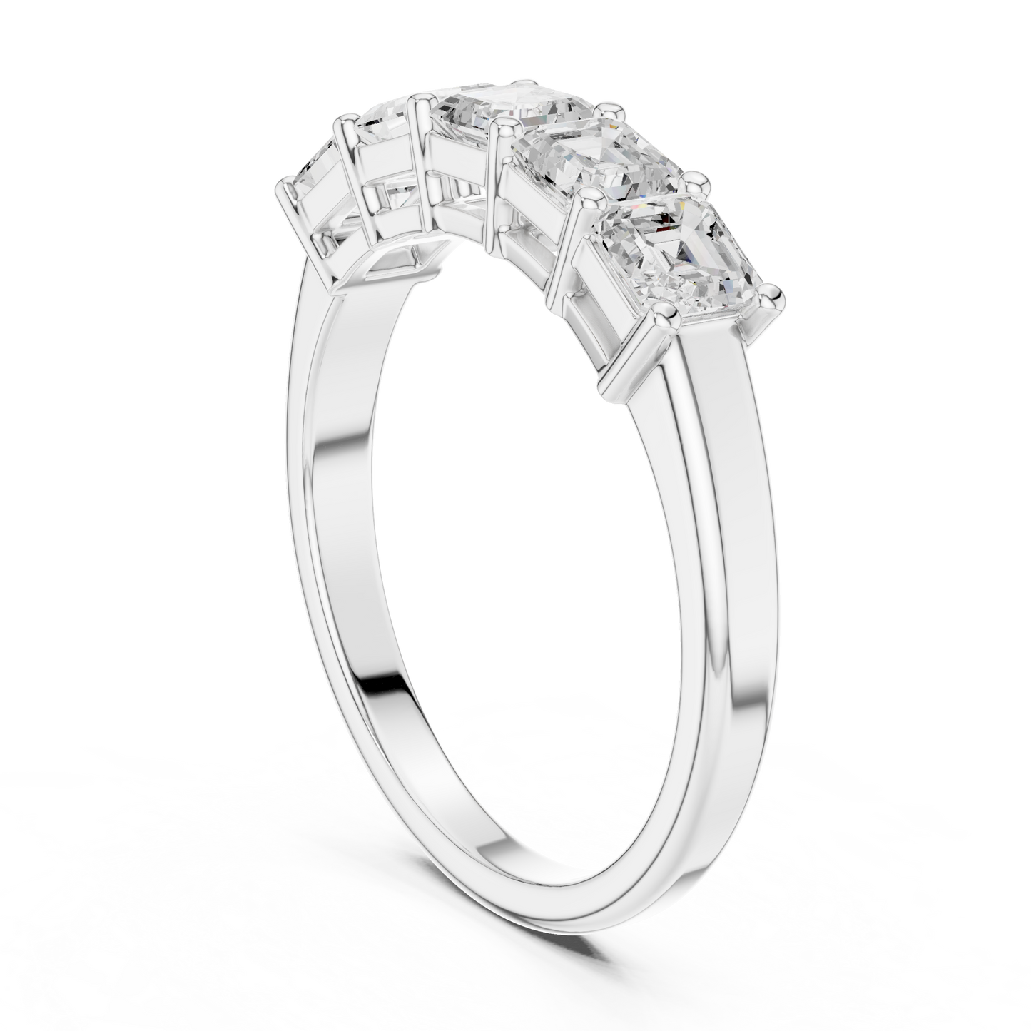 Asscher Cut Lab Grown Diamond Ring in Silver