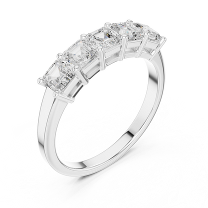 Asscher Cut Lab Grown Diamond Ring in Silver