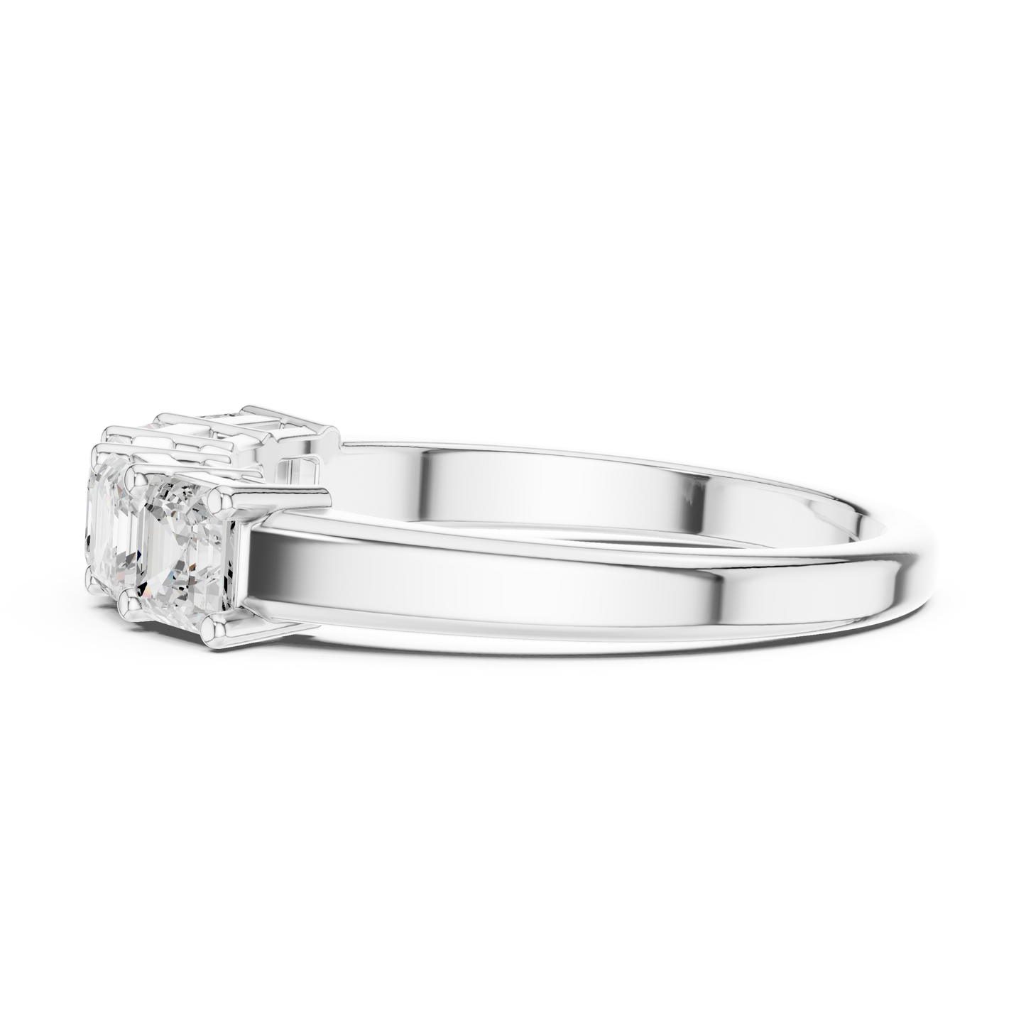 Asscher Cut Lab Grown Diamond Ring in White Gold