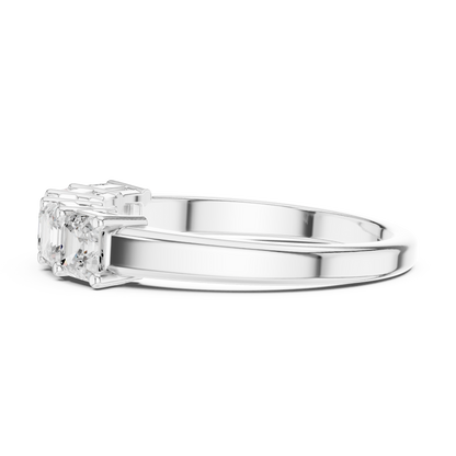 Asscher Cut Lab Grown Diamond Ring in Silver