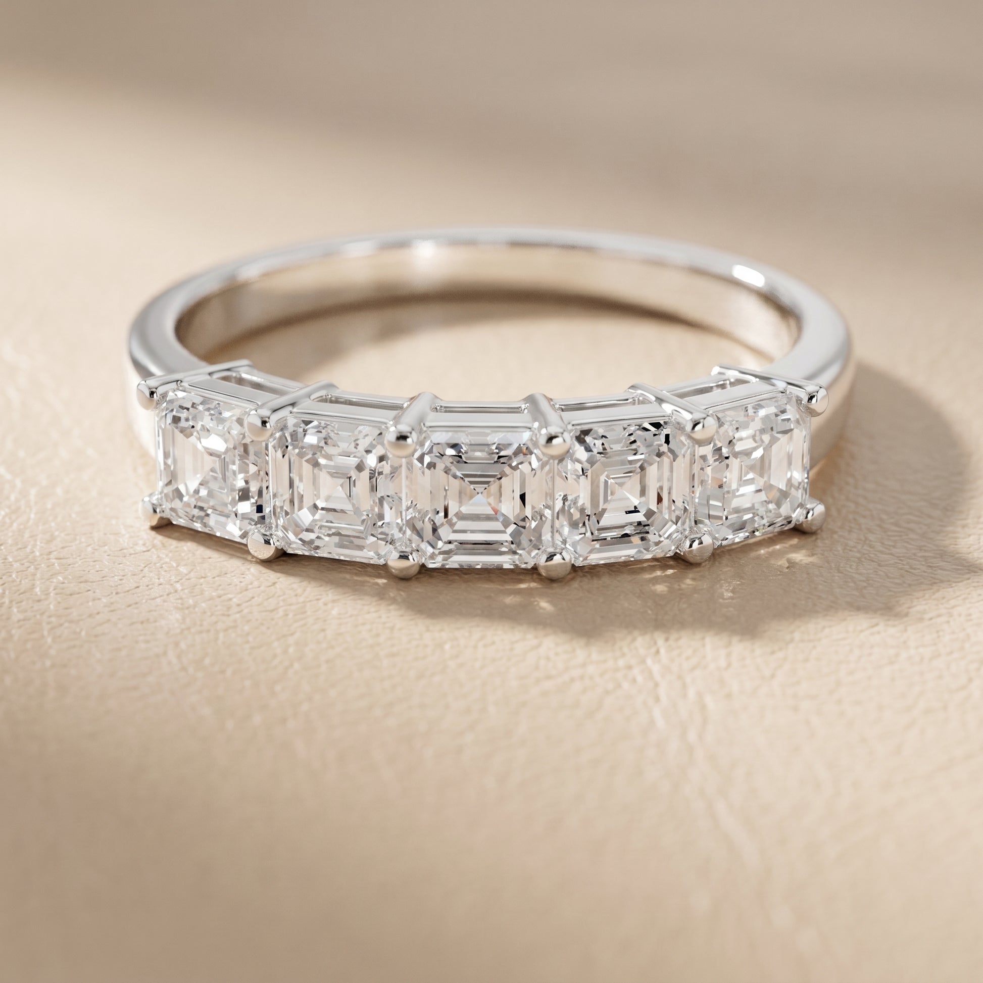Asscher Cut Lab Grown Diamond Ring in Silver