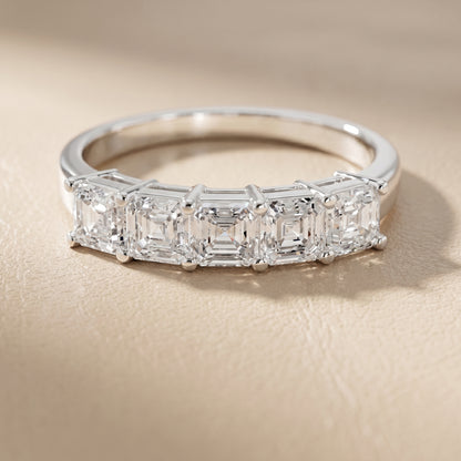 Asscher Cut Lab Grown Diamond Ring in Silver