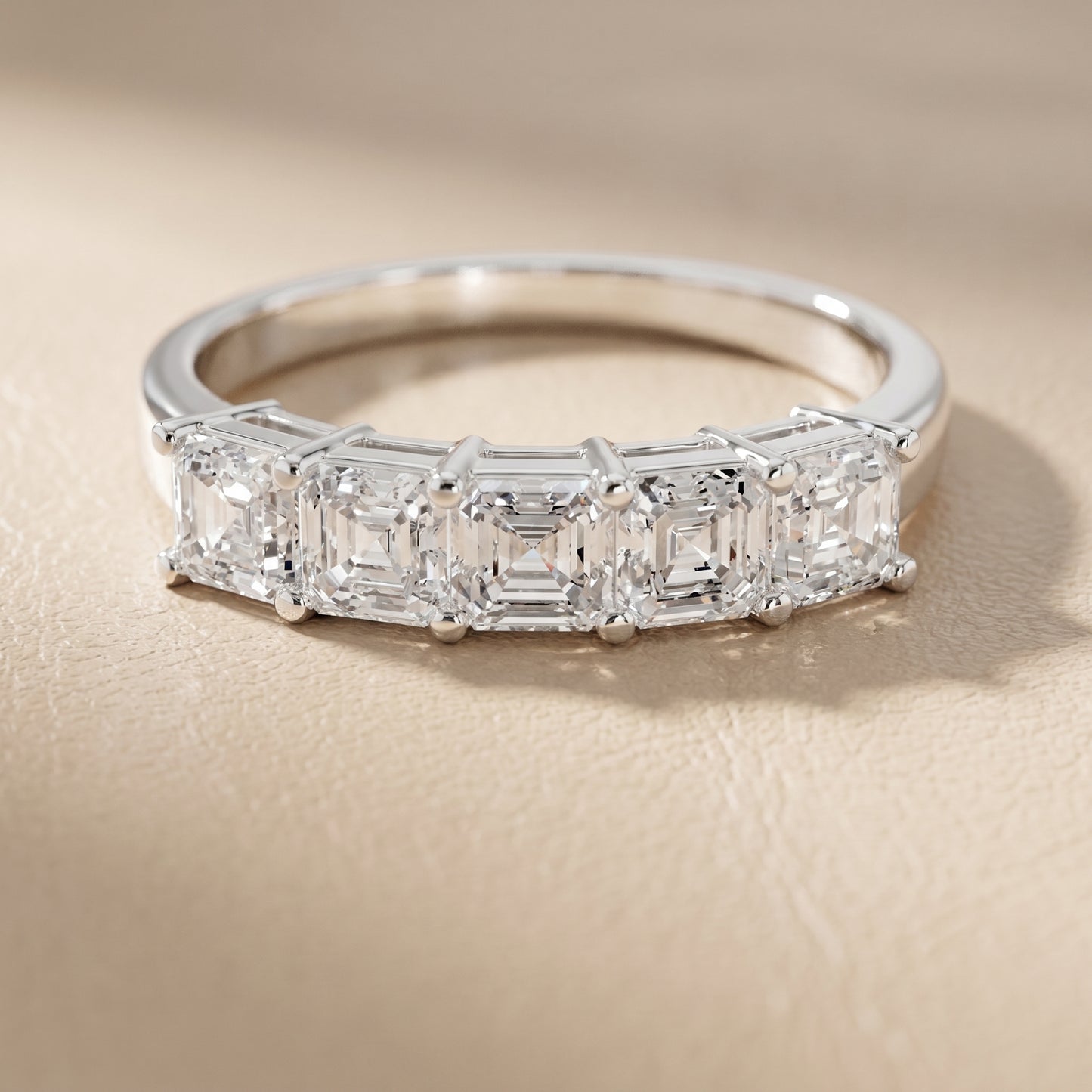 Asscher Cut Lab Grown Diamond Ring in Platinum