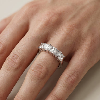 Asscher Cut Lab Grown Diamond Ring in Silver