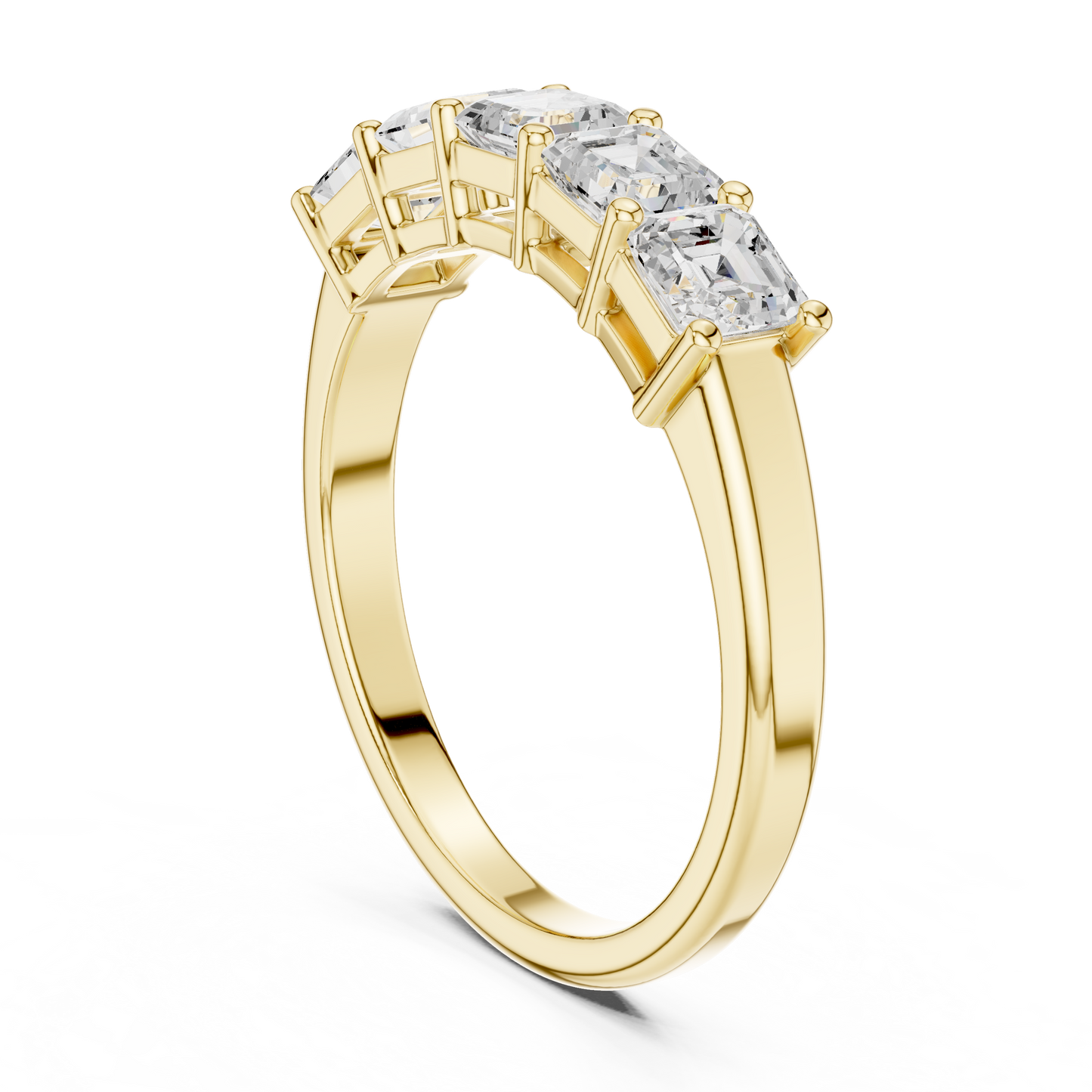 Asscher Cut Lab Grown Diamond Ring in Yellow Gold
