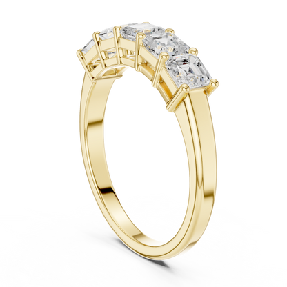 Asscher Cut Lab Grown Diamond Ring in Yellow Gold