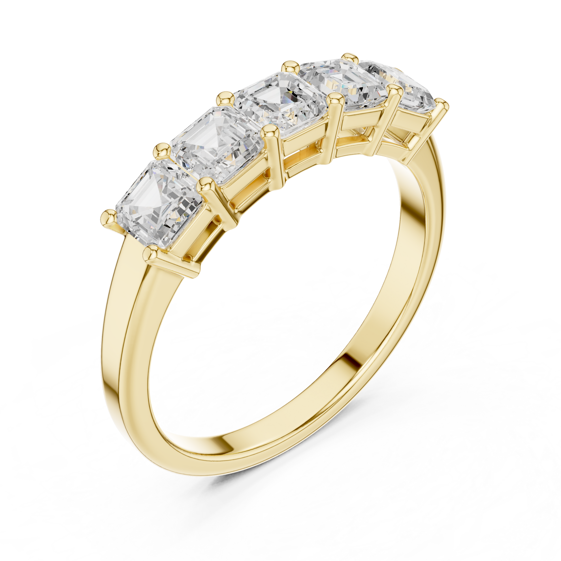 Asscher Cut Lab Grown Diamond Ring in Yellow Gold