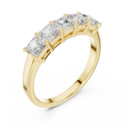 Asscher Cut Lab Grown Diamond Ring in Yellow Gold