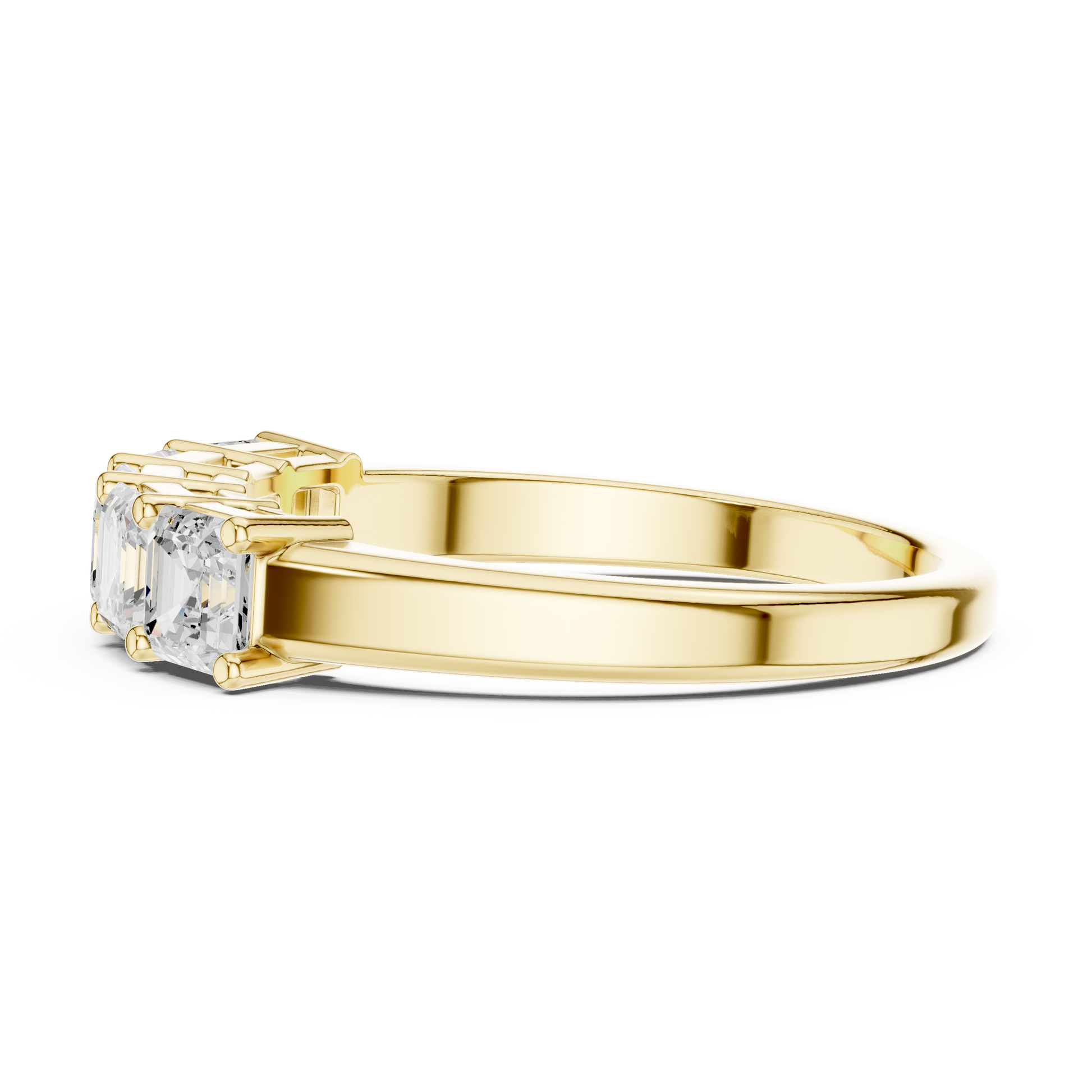 Asscher Cut Lab Grown Diamond Ring in Yellow Gold