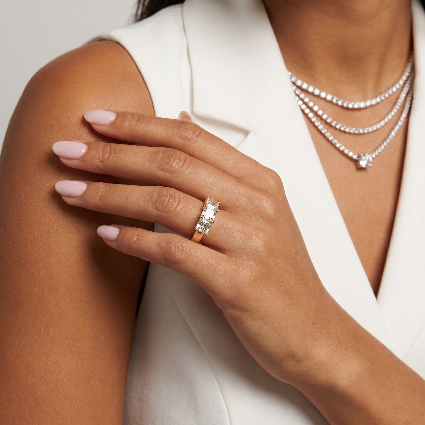 Asscher Cut Lab Grown Diamond Ring in Yellow Gold