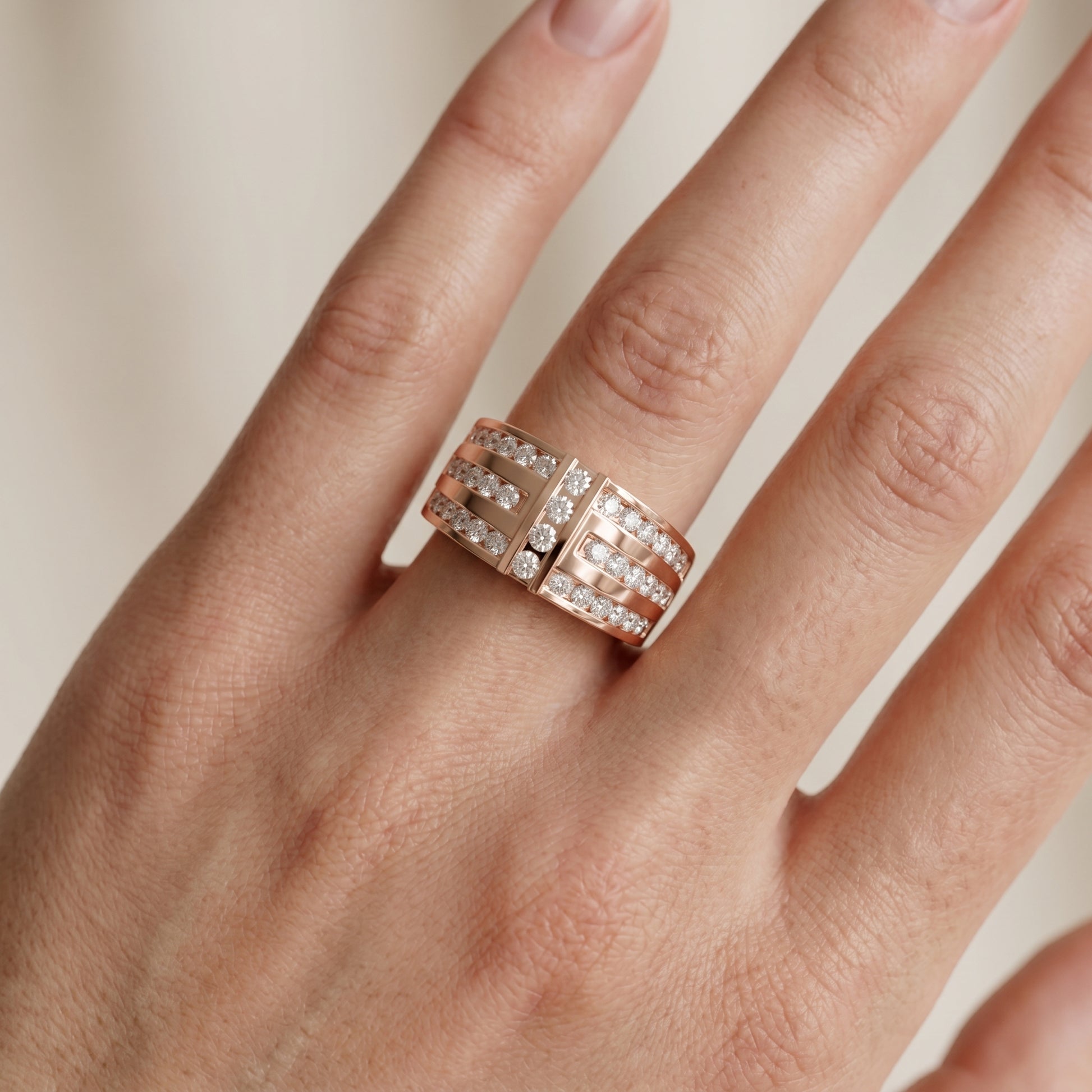 Round Cut Lab Grown Diamond Ring in Rose Gold