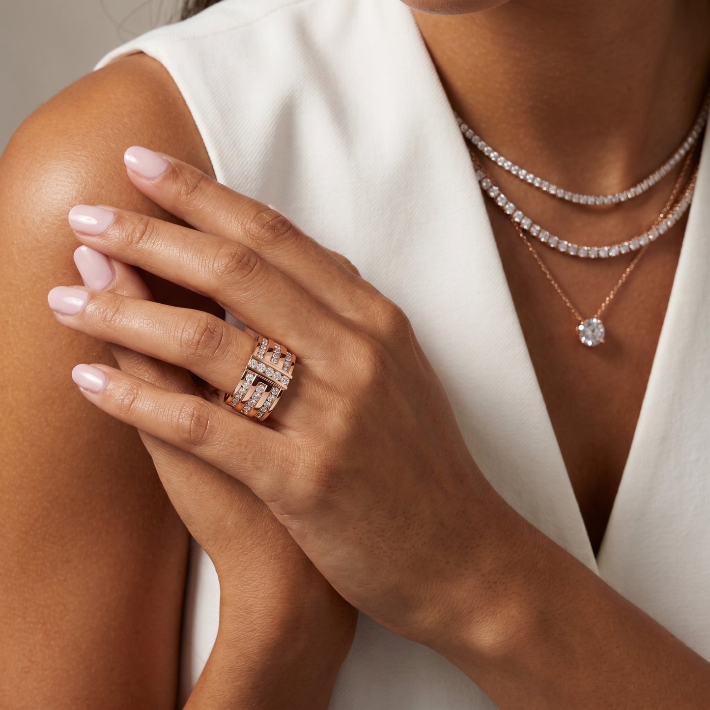 Round Cut Lab Grown Diamond Ring in Rose Gold