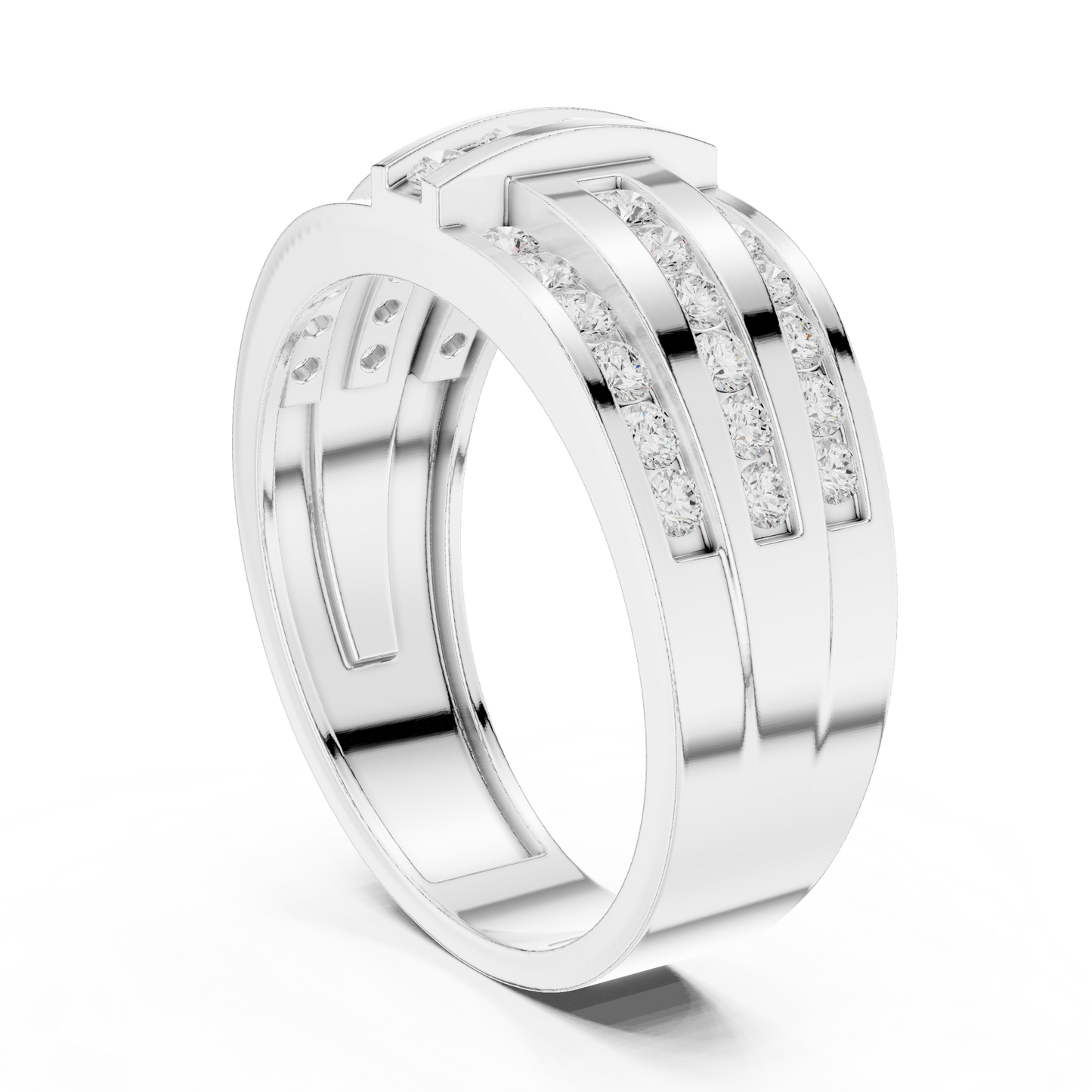 Round Cut Lab Grown Diamond Ring in White Gold
