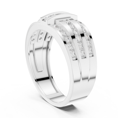 Round Cut Lab Grown Diamond Ring in Silver