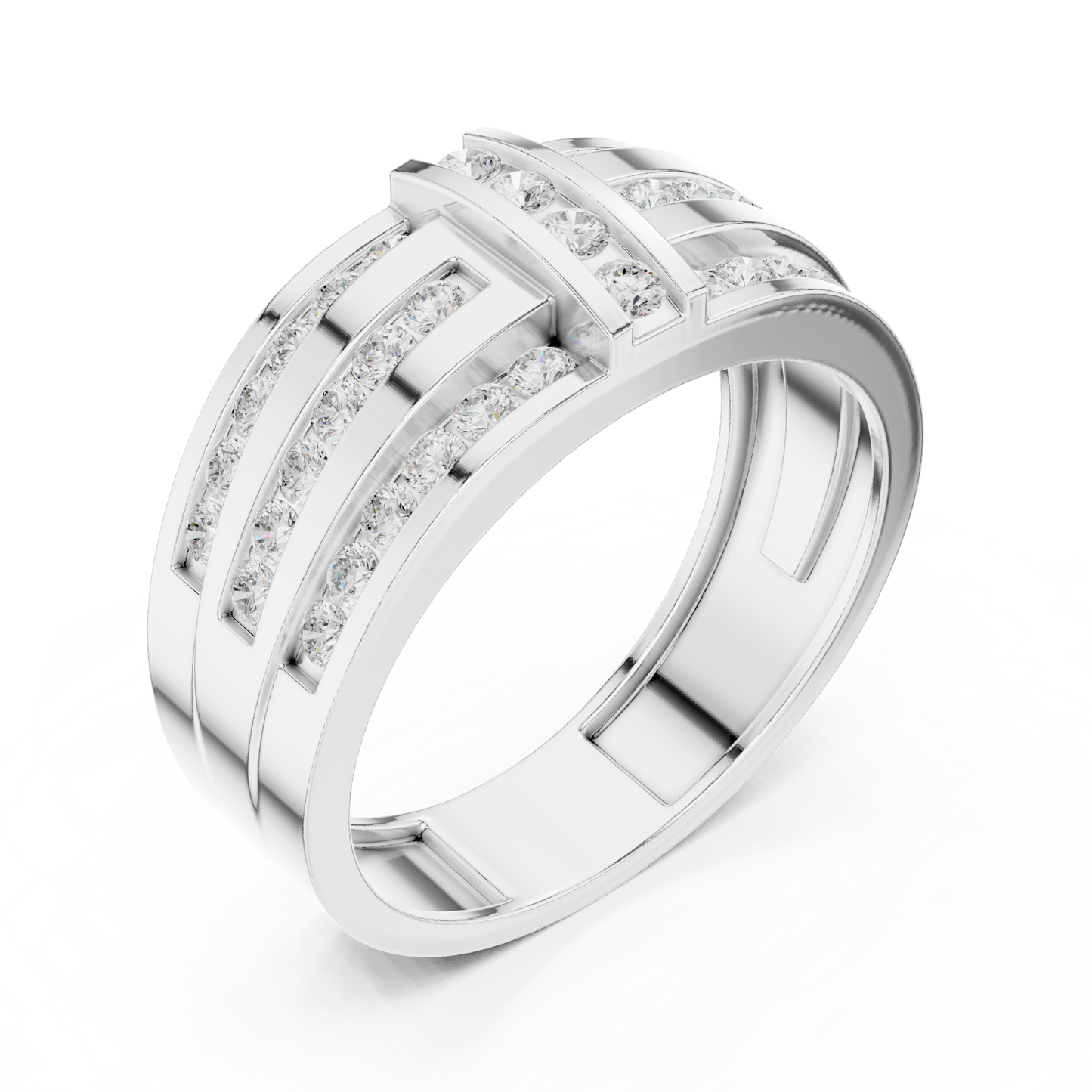 Round Cut Lab Grown Diamond Ring in White Gold